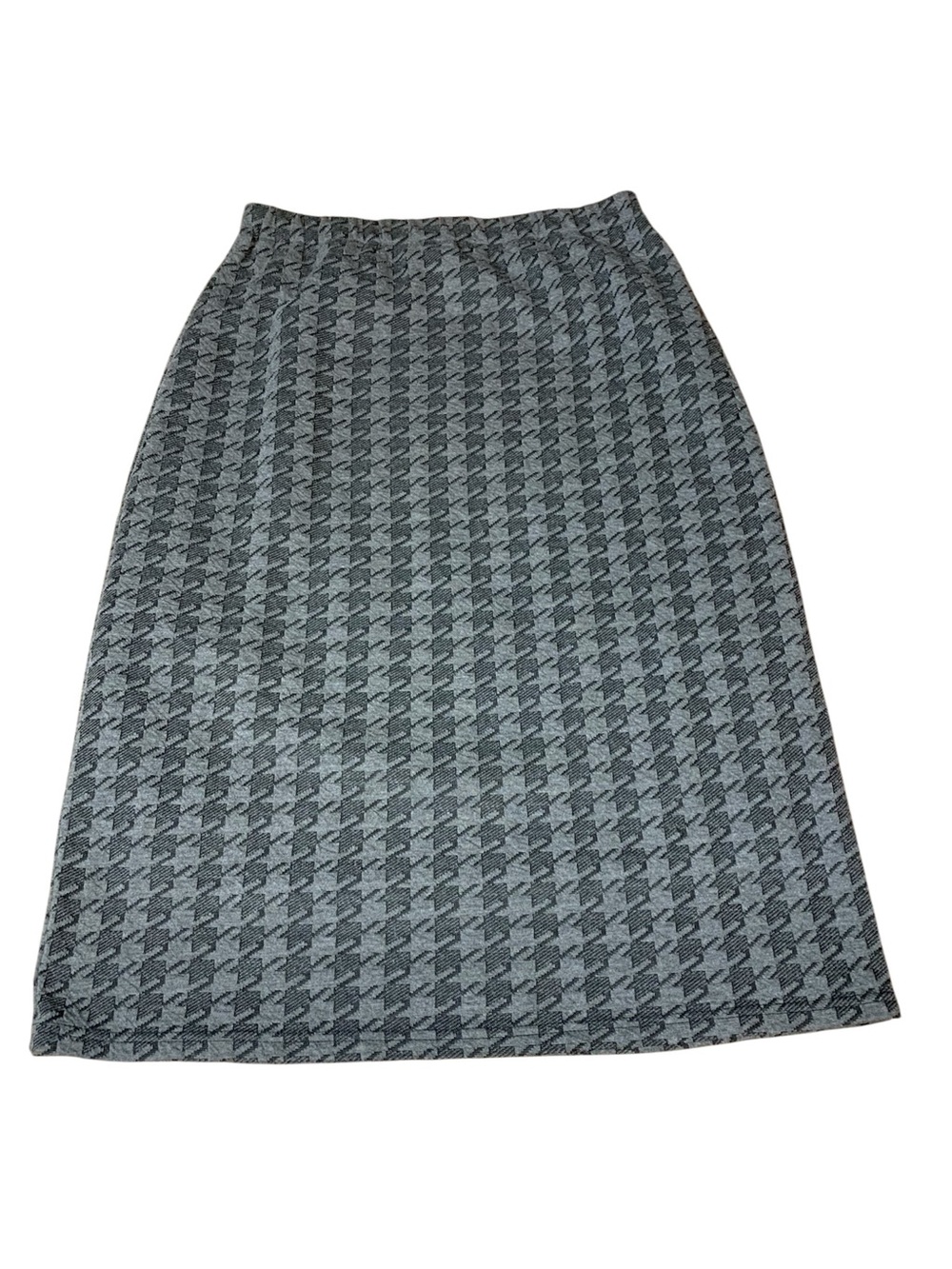 Amanda Collection Grey Black Houndstooth Midi Pencil Skirt Size Large L